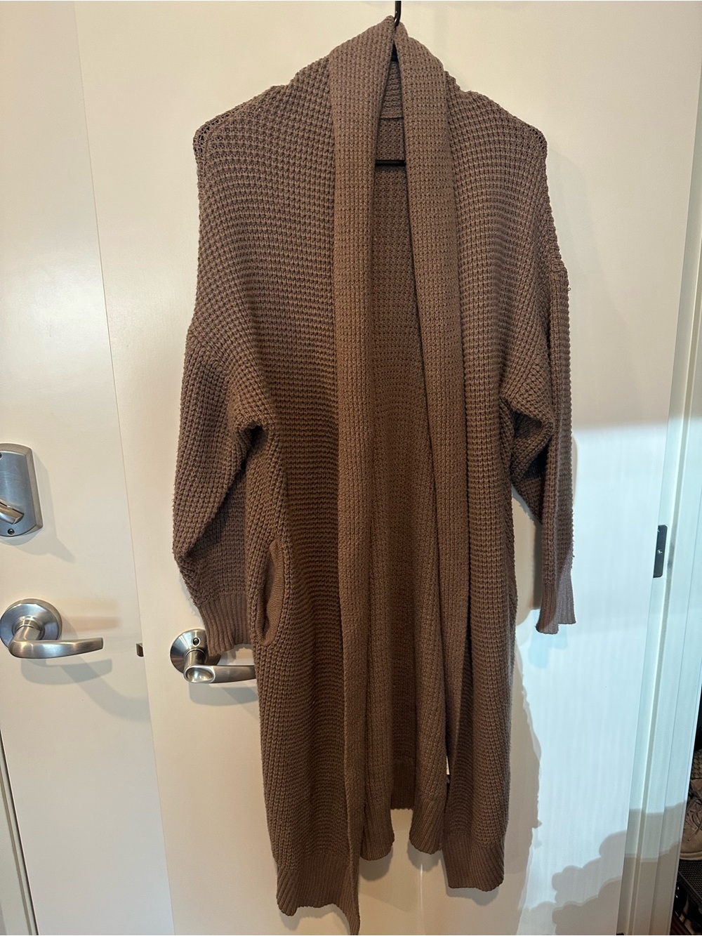 Long Open-Front Women's Cardigan Sweater - Brown